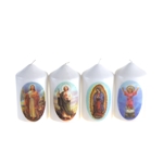 Religious Figures Dome Top Aerated Pillar Candle - White